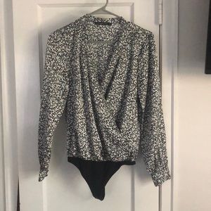 Satin, black and white floral body suit from Abercrombie, size small